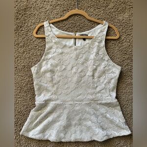 Express Peplum Cream Lace Top Size Large
